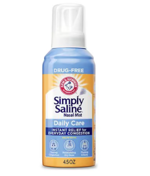 Simply Saline Nasal Mist bottle on a white background
